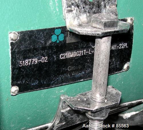 USED: Tri Clover centrifugal pump, model C216MDG21TL20C4V04Y22PL, 316 stainless steel. 6" impeller, 2" tri clamp inlet, 1-1/2" tri clamp outlet. Approximate capacity 100 gallons per minute at 170' he...