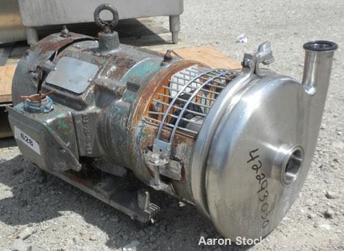 Used Tri-CloverCentrifugalPump, Model C218MD18T-S,316 stainless steel.2" Tri-clamp inlet, 1-1/2" tri-clamp outlet. 6-1/2" Diameter impeller. Approximate capacity 180 gallons per minute at 40' head. D...