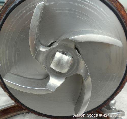 Used Tri-Clover Centrifugal Pump, Model C218MDG21T-20ND-O2U-09SP, 316 Stainless Steel. 2" Sanitary inlet, 1-1/2" sanitary outlet. Approximate 6 3/4" diameter impeller. Rated approximately 180 gallons...