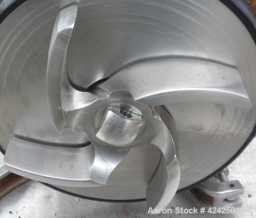 Used Tri-Clover Centrifugal Pump, Model C218MDG21T-20ND-O2U-09SP, 316 Stainless Steel. 2" Sanitary inlet, 1-1/2" sanitary outlet. Approximate 6 3/4" diameter impeller. Rated approximately 180 gallons...
