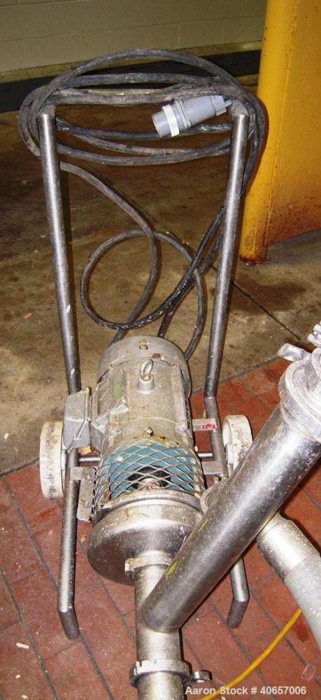 Used Tri-Clover Centrifugal Pump, Model C328MD18T-S, Stainless Steel. 3" Tri-clamp inlet, 2" tri-clamp outlet. Approximate capacity 200 gallons per minute at 45' head. Driven by a 5 hp, 3/60/230/460 ...