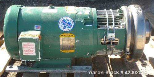 Used Tri-Clover Tri-Flo Centrifugal Pump, model C328MD18T-S, 316 stainless steel. 4" sanitary inlet, 2" sanitary outlet. 8" diameter impeller. Approximate capacity 300 gallons per minute at 65' head....