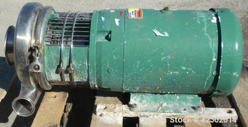 Used Tri-Clover Tri-Flo Centrifugal Pump, model C328MD18T-S, 316 stainless steel. 4" sanitary inlet, 2" sanitary outlet. 8" diameter impeller. Approximate capacity 300 gallons per minute at 65' head....