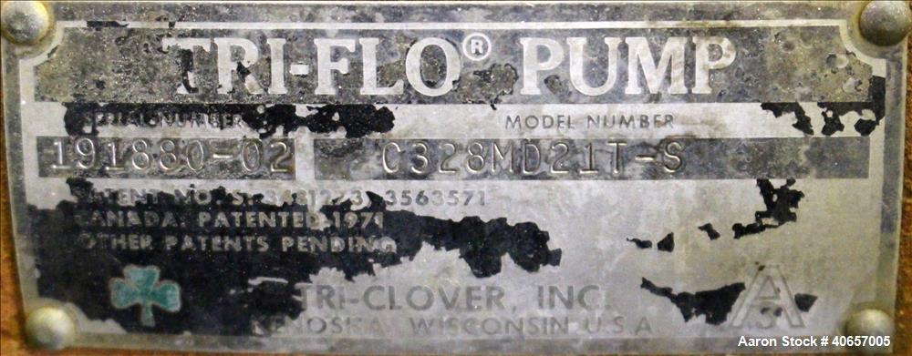 Used Stainless Steel Tri-Clover Centrifugal Pump, Model C328MD21T-S