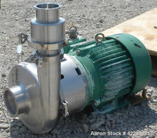 Used Tri-Clover Centrifugal Pump, model C439MDG21TA-S, 316 stainless steel. Approximately 400 gallons per minute at 250' head. 4" Tri-clamp inlet, 3" tri-clamp outlet. 8-1/2" impeller diameter. Drive...