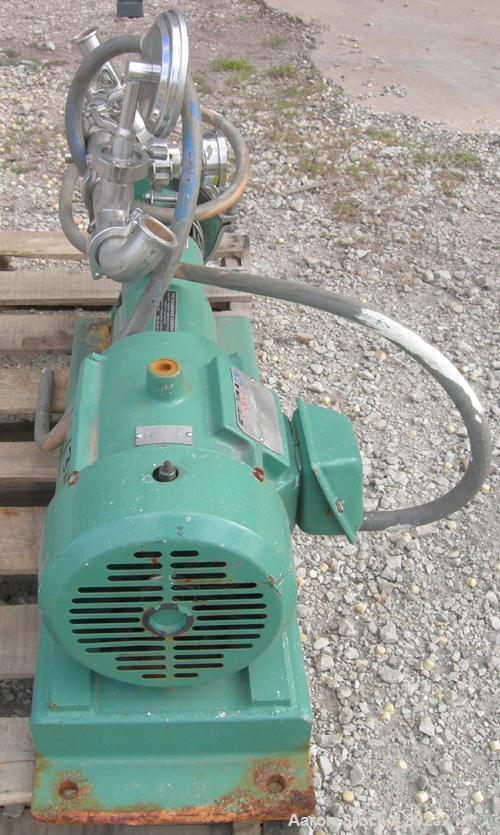 USED: Tri Clover centrifugal pump, model SP216MY-S, 316 stainless steel. Approximate 6" impeller, 2" tri clamp inlet, 1-1/2" tri clamp outlet. Approximate capacity 80 gallons per minute at 65' head. ...