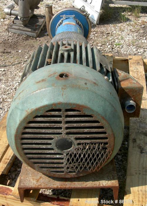 Used- Tri-Clover Centrifugal Pump, Model SP218ME20ND01U17SP, 316 Stainless Steel. 6" impeller, 3" tri clamp inlet, 1-1/2" tr...