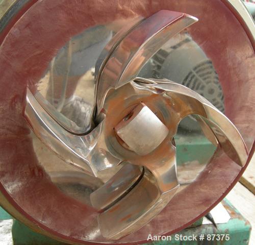 Used Tri-Clover Centrifugal Pump, Model SP18MH-S, 316 Stainless Steel. Rated approximately 60 gallons per minute at 200' head, 8" diameter impeller. 2" Tri-clamp inlet, 1-1/2" tri-clamp outlet. Drive...