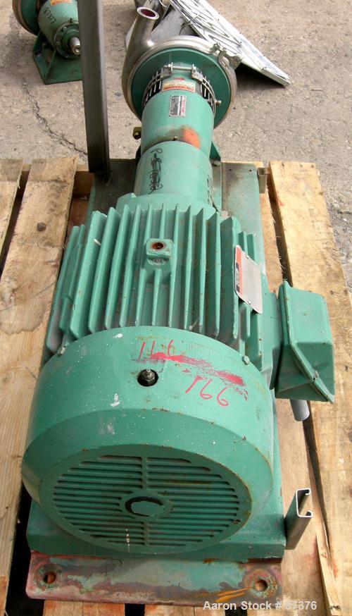Used Tri-Clover Tri-Flo Centrifugal Pump, model SP218MH-S, 316 stainless steel. 2’’ tri-clamp inlet, 1-1/2’’ tri-clamp outlet. Approximate capacity 180 gallons per minute at 210' head, 7-1/4" diamete...