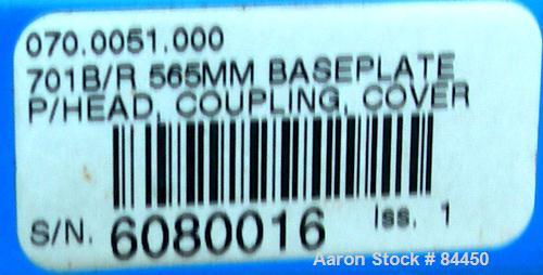 Unused- Watson Marlow Peristaltic Hose Pump, Model 701BR, Aluminum Housing. (5) Tube bore sizes, up to 528 gallons per hour capacity at 360 rpm. Driven by a 1 hp, 3/60/230/460 volt, 1145 rpm XP motor...