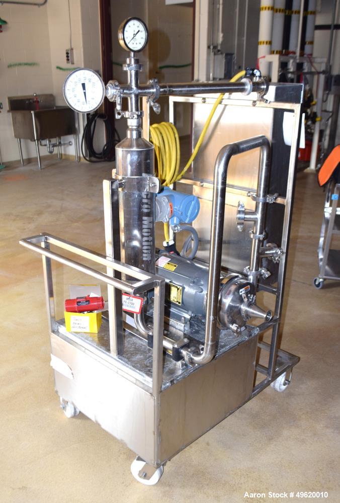 Used Waukesha Centrifugal Pump, Model 2065LV, 316 Stainless Steel. Approximate 200 gallons per minute at 180 head. 2.5" inlet, 1.5" outlet. Driven by a 5hp, 3/60/230/460 volt, 3450 rpm XP motor, seri...