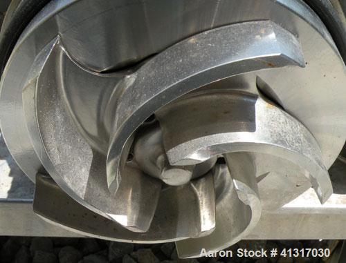Used Waukesha Centrifugal Pump, Model 2065, 316 Stainless Steel. Rated maximum 400 gallons per minute at 35 feet head. Approximate 6" diameter impeller. 2" tri-clamp inlet/outlet. Driven by a 7 1/2 h...