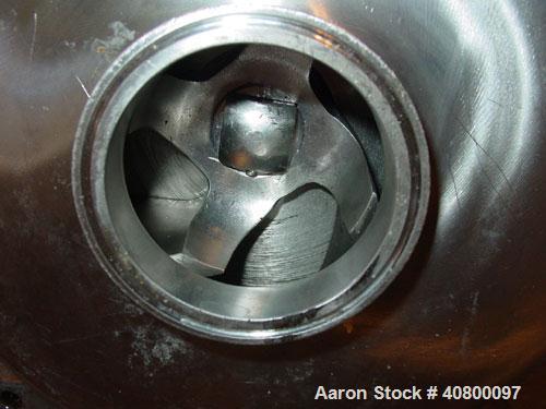 Used Waukesha Centrifugal Pump, model C218, 316 stainless steel. 3" tri-clamp inlet, 1 1/2" tri-clamp outlet. Approximate 5" diameter impeller. Rated approximately 200 gallons per minute at 50' head....