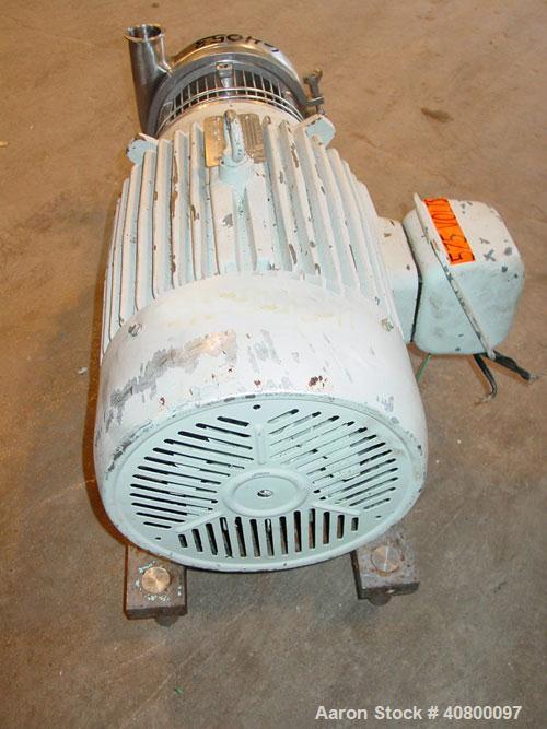 Used Waukesha Centrifugal Pump, model C218, 316 stainless steel. 3" tri-clamp inlet, 1 1/2" tri-clamp outlet. Approximate 5" diameter impeller. Rated approximately 200 gallons per minute at 50' head....