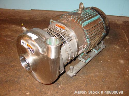 Used Waukesha Centrifugal Pump, Model C328, 316 stainless steel. 3" tri-clamp inlet, 2" tri-clamp outlet. Approximate 5" diameter impeller. Rated approximately 450 gallons per minute at 50' head. Dri...