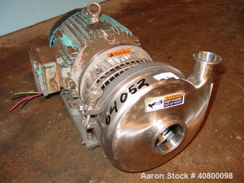 Used Waukesha Centrifugal Pump, Model C328, 316 stainless steel. 3" tri-clamp inlet, 2" tri-clamp outlet. Approximate 5" diameter impeller. Rated approximately 450 gallons per minute at 50' head. Dri...