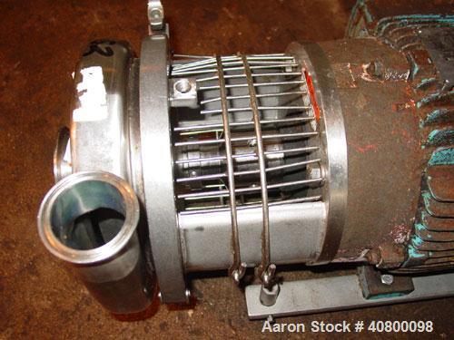 Used Waukesha Centrifugal Pump, Model C328, 316 stainless steel. 3" tri-clamp inlet, 2" tri-clamp outlet. Approximate 5" diameter impeller. Rated approximately 450 gallons per minute at 50' head. Dri...