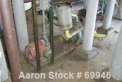 Used Worthington Centrifugal Pump, Model D1011. Size 3" inlet x 2" outlet x 10" diameter impeller, 316 stainless steel. Rated 275 psi at 100 deg F. Direct connected to a 10 hp, 3/60/230/460 volt, 174...