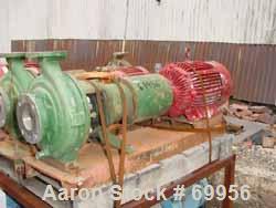 Used Worthington Centrifugal Pump, Model D1011. Size 2" inlet x 1" outlet x 10" diameter impeller, 316 stainless steel. Rated 275 psi at 100 deg F. Direct conntected to a 20 hp, 3/60/230/460 volt, 35...