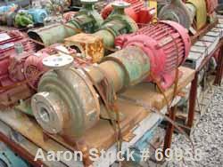 Used Worthington Centrifugal Pump, Model D1011. Size 3" inlet x1-1/2" outlet x 10" diameter impeller, 316 stainless steel. Rated 275 psi at 100 deg F. Direct connected to a 25 hp, 3/60/230/460 volt, ...