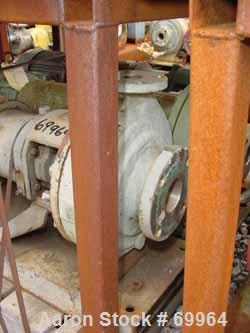 USED: Worthington centrifugal pump, model D1011. Size 3" inlet x 1-1/2" outlet x 10" diameter impeller, 316 stainless steel. Rated 275 psi at 100 deg F. Direct connected to a 5 hp, 3/60/230/460 volt,...