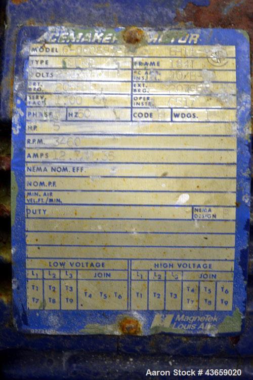 Used Worthington Centrifugal Pump, Model D1012, Size 1.5 X 1 X 6, 316 Stainless steel. Rated approximate 150 gallons per minute at 60’ head at 275 psi at 100 degrees F. 1.5” Inlet, 1” outlet, 6.30” d...