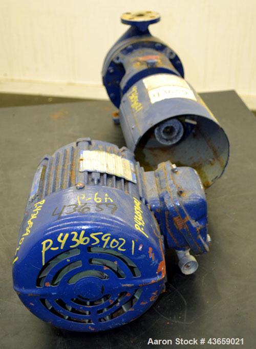 Used Worthington Centrifugal Pump, Model D1012, Size 1.5 X 1 X 6, 316 Stainless steel. Rated approximate 40 gallons per minute at 100’ head at 275 psi at 100 degrees F. 1.5” Inlet, 1” outlet, 4.80” d...