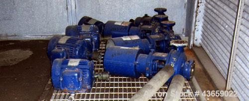 Used Worthington Centrifugal Pump, Model D1012, Size 1.5 X 1 X 6, 316 Stainless steel. Rated approximate 50 gallons per minute at 40’ head at 275 psi at 100 degrees F. 1.5” Inlet, 1” outlet, 5.20” di...