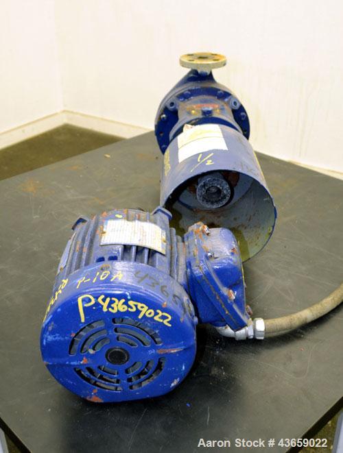 Used Worthington Centrifugal Pump, Model D1012, Size 1.5 X 1 X 6, 316 Stainless steel. Rated approximate 50 gallons per minute at 40’ head at 275 psi at 100 degrees F. 1.5” Inlet, 1” outlet, 5.20” di...
