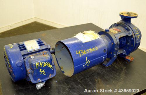 Used Worthington Centrifugal Pump, Model D1012, Size 1.5 X 1 X 6, 316 Stainless steel. Rated approximate 20 gallons per minute at 20’ head at 275 psi at 100 degrees F. 1.5” Inlet, 1” outlet, 4.60” di...
