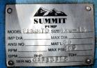 Used Summit Centrifugal Pump, Model 2196MTO, Size 4X6-13, Stainless Steel. Rated 150 psi. 6” Inlet, 4” outlet. Driven by a 40hp, 3/60/230/460 volt, 1780 rpm motor. Base mounted. Serial# 01113125.