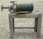 Used Ansimag Centrifugal Pump, model KM1515-AA, stainless steel. Rated approximately 50 gallons per minute at 10’ head. 1-1/2’’ inlet, 1’’ outlet, approximate 3-1/2