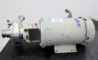 Used Fristam Centrifugal Pump, Model FPX712-130, 316 Stainless Steel. Approximate maximum capacity 90 gallons per minute at 50’ head at 3500 rpm. 2” Tri-clamp inlet, 1.5” tri-clamp outlet. Driven by ...