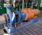 Used Goulds Centrifugal Pump, Model 3196, Size 3X4-8G, 316 Stainless Steel. Rated approximately 63 gallons per minute at 58' head at 1800 rpm, 275 psi. 4” Inlet, 3” outlet, 8.375” diameter impeller, ...