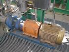 Used Goulds Centrifugal Pump, Model 3196, Size 3X4-8G, 316 Stainless Steel. Rated approximately 63 gallons per minute at 73' head at 1800 rpm, 275 psi. 4” Inlet, 3” outlet, 8.375” diameter impeller, ...