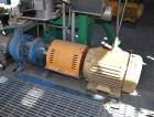 Used Goulds Centrifugal Pump, Model 3196, Size 3X4-8G, 316 Stainless Steel. Rated approximately 63 gallons per minute at 73' head at 1800 rpm, 275 psi. 4” Inlet, 3” outlet, 8.375” diameter impeller, ...