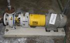 Used Sulzer CPT Chemical Centrifugal Pump, Model CPT12-1-LF, Stainless Steel. Rated 50 gallons per minute at 85 head at 3525 rpm. Driven by a 5hp, 3/60/208-230/460 volt, 3505 rpm motor. Serial# 10011...