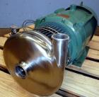 Used Tri-Clover Centrifugal Pump, Model C216MD25T-S-KX, Stainless Steel. 2’’ Tri-clamp inlet, 1-1/2’’ tri-clamp outlet.Approximate capacity 220 gallons per minute at 110’ head.Driven by a 15 hp, 3/60...