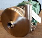 Used Tri-Clover Centrifugal Pump, Model C216MD25T-S-KX, Stainless Steel. 2’’ Tri-clamp inlet, 1-1/2’’ tri-clamp outlet.Approximate capacity 220 gallons per minute at 110’ head.Driven by a 15 hp, 3/60...