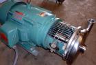 Used Tri-Clover Centrifugal Pump, Model C216MD25T-S-KX, Stainless Steel. 2’’ Tri-clamp inlet, 1-1/2’’ tri-clamp outlet.Approximate capacity 220 gallons per minute at 110’ head.Driven by a 15 hp, 3/60...
