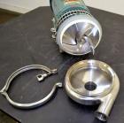 Used Tri Clover Centrifugal Pump, Model C216MDG56T-S-KX, 316 Stainless Steel. 2” Tri-clamp inlet, 1-1/2” tri-clamp outlet. Approximate capacity 110 gallons per minute at 25’ head, approximate 5'' dia...