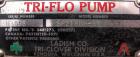 Used Tri-Clover Tri-Flo Centrifugal Pump, model SP218MH-S, 316 stainless steel. 2’’ tri-clamp inlet, 1-1/2’’ tri-clamp outlet. Approximate capacity 180 gallons per minute at 210' head, 7-1/4