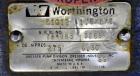 Used Worthington Centrifugal Pump, Model D1012, Size 1.5 X 1 X 6, 316 Stainless steel. Rated approximate 150 gallons per minute at 60’ head at 275 psi at 100 degrees F. 1.5” Inlet, 1” outlet, 6.30” d...