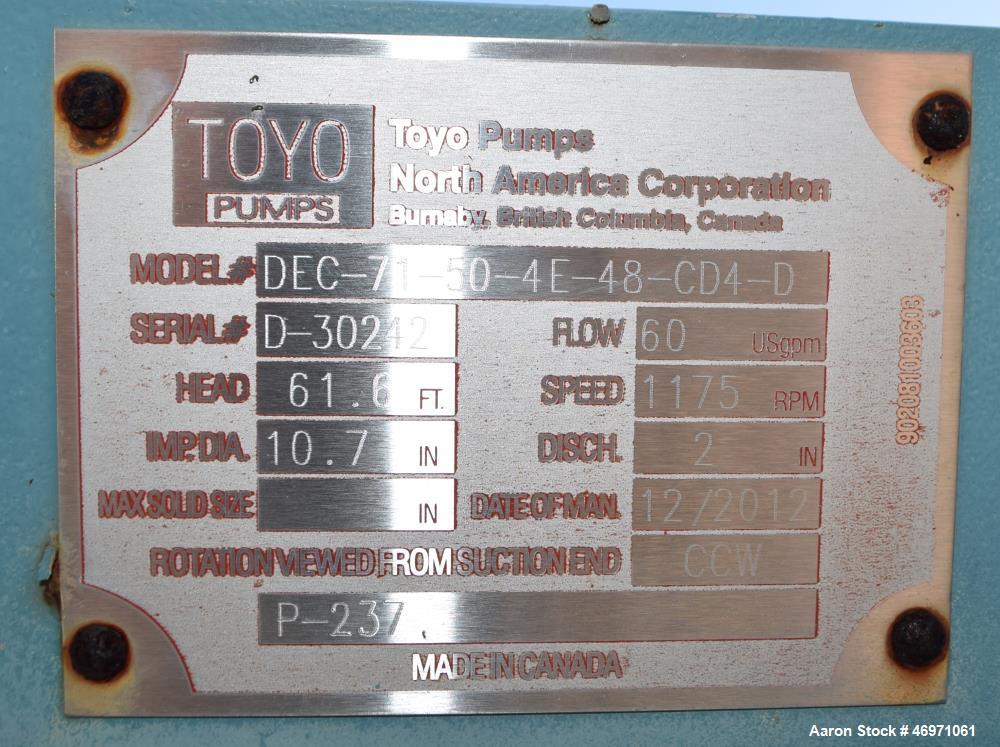 Unused- Toyo Vertical Recessed Impeller Pump, Model DEC-71-50-4E-48-CD4-D