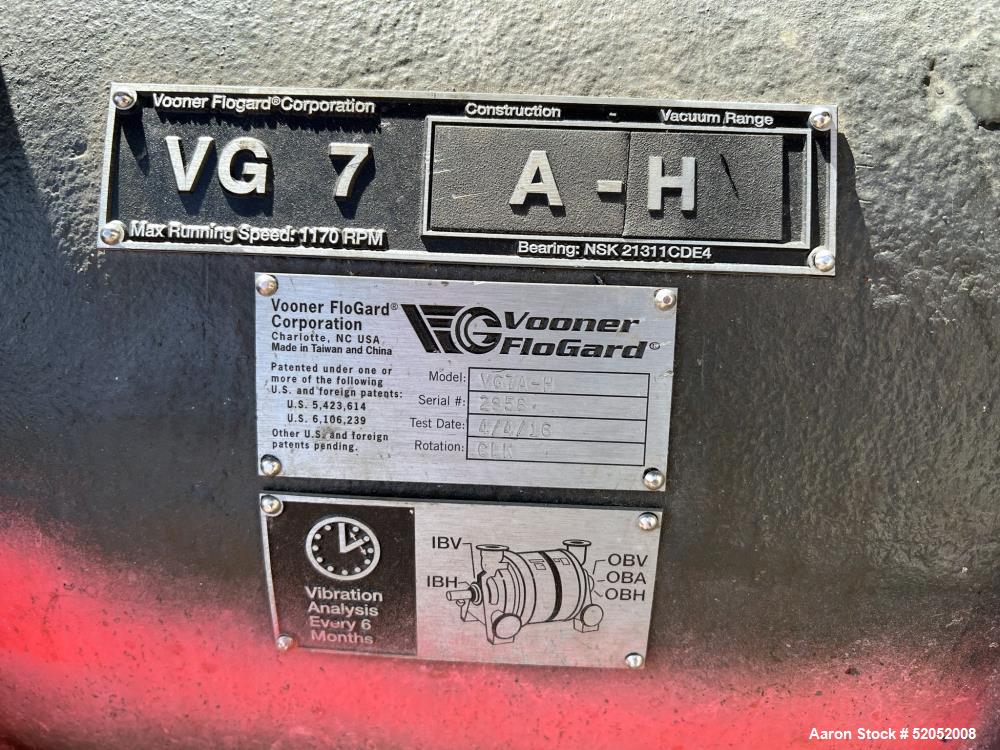 Used Vooner FloGard Vacuum Pump, Model VG7A-H