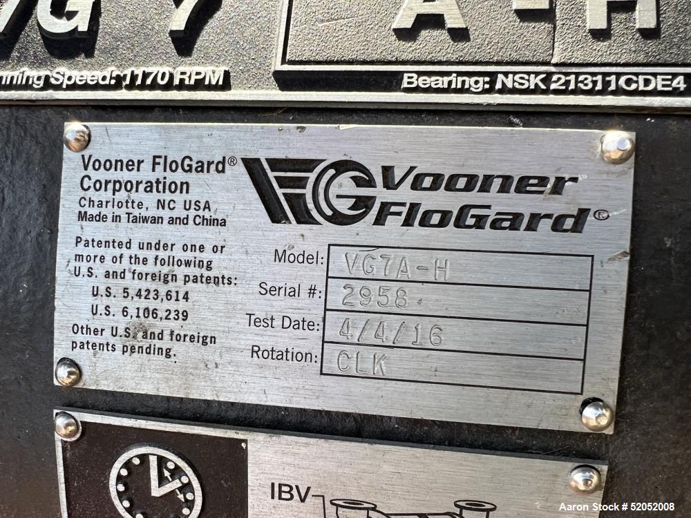 Used Vooner FloGard Vacuum Pump, Model VG7A-H