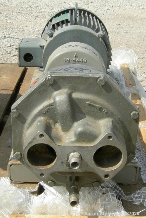 Used Nash Liquid Ring Vacuum Pump, size AHF-75/SS, 316 stainless steel. Approximate capacity 60 cfm at 15" to 20" H.G. Approximate 2" inlet/outlet. Driven by a 10 hp, 3/60/230/460 volt, 1745 rpm moto...