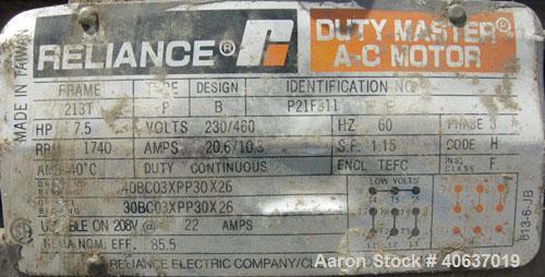 Used Nash Liquid Ring Vacuum Pump, size AHF-80, 316 stainless steel. Approximate capacity 72 cfm at 15" to 20" H.G. Approximate 2" inlet/outlet. Driven by a 7 1/2 hp, 3/60/230/460 volt, 1755 rpm moto...