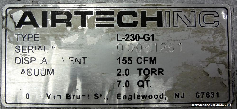 Used Carbon Steel Airtech L Series Oil Lubricated Rotary Vane Vacuum Pump, Type L-230-G1