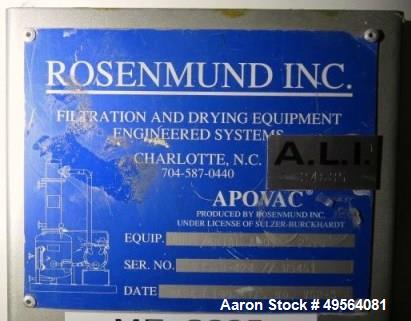 Used Rosenmund Apovac Vacuum System, Model Horizontal Apovac 2510.